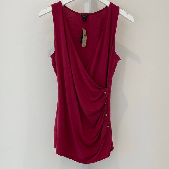 ANN TAYLOR RASPBERRY FAUX WRAP TOP SMALL NWTS! - Picture 6 of 17